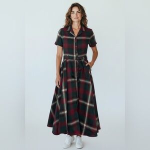 Collectif Plaid Maxi Dress in Green and Red